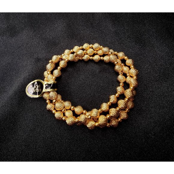 Vintage Joan Rivers Classics Collection Gold-Tone Beaded Triple-Strand Stretch B - Picture 1 of 6